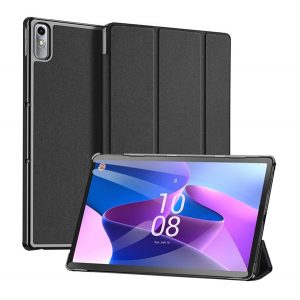 DUX DUCIS DOMOHusăpermanentă cu efect de piele (FLIP activ, deschidere laterală, suport pentru birou TRIFOLD, model textil) negru Lenovo Tab P11 Gen2 (TB350)