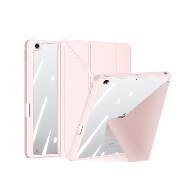 Husă DUX DUCIS MAGI ORIGAMI în picioare, efect piele (FLIP activ, deschidere laterală, TRIFOLD, suport birou, suport creion) ROZ Apple IPAD 10.9 (2022)