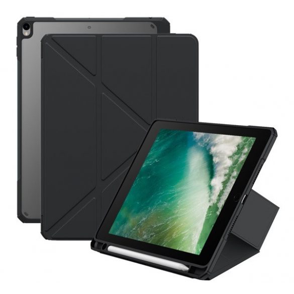 BASEUS MINIMALIST husă în picioare, efect de piele (activ FLIP, deschidere laterală, TRIFOLD, suport Apple Pencil) negru Apple IPAD Air 2019 (Air 3), Apple IPAD Pro 10.5 (2017)