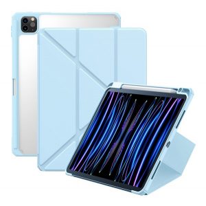 Husă BASEUS MINIMALIST în picioare, efect piele (FLIP activ, deschidere laterală, TRIFOLD, suport birou, suport creion) ALBASTRU DESCHIS Apple IPAD Pro 11 (2022), IPAD Pro 11 (2021), IPAD Pro 11 (2020)