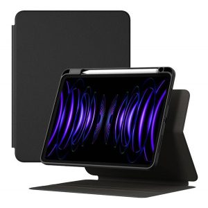 Husă BASEUS MINIMALIST în picioare, efect piele (FLIP activ, magnetic, TRIFOLD, suport birou, suport creion) NEGRU Apple IPAD Pro 12.9 (2021)