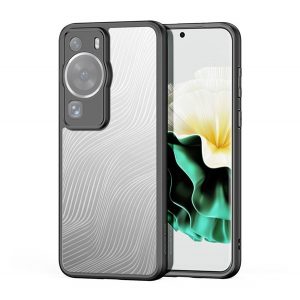 Protector de telefon din plastic DUX DUCIS AIMO (rezistenta la impact mediu, cadru silicon, protectie camera, mat, model ondulat) NEGRU Huawei P60 Pro