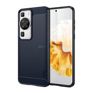 Protector de telefon din silicon MOFI (rezistenta la impact mediu, colt cu perna de aer, periat, model carbon) ALBASTRU INCHIS Huawei P60 Pro