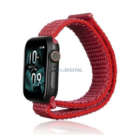 Curea de schimb (dimensiune personalizată, mare, nailon, Velcro, respirabilă) ROȘU Apple Watch Series 1 42mm, Apple Watch Series 2 42mm, Apple Watch Series 3 42mm, Apple Watch Series 4 44mm, Apple Watch Series 5 44mm, Apple Watch Series 6 44mm , App