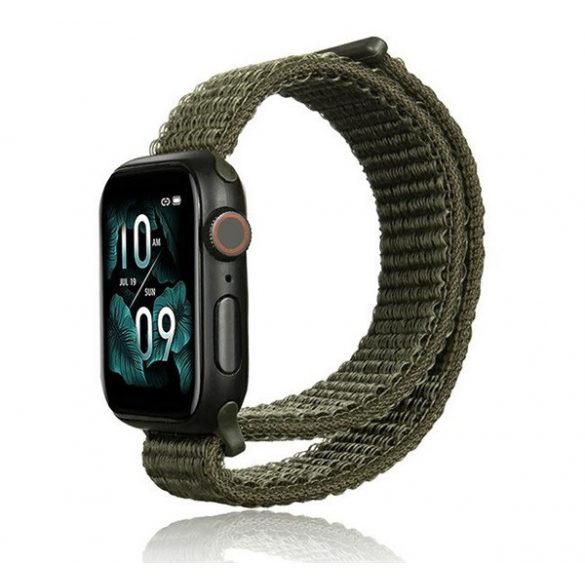 Curea de schimb (dimensiune personalizată, mică, nailon, Velcro, respirabilă) VERDE ÎNCHIS Apple Watch Series 1 38mm, Apple Watch Series 2 38mm, Apple Watch Series 3 38mm, Apple Watch Series 4 40mm, Apple Watch Series 5 40mm, Apple Watch Series 6 40