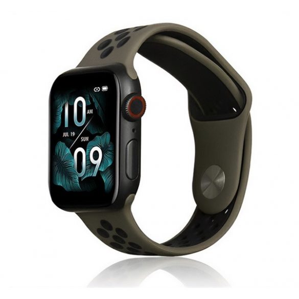 Curea de schimb (dimensiune personalizată, mare, silicon, perforată, respirabilă) MARO/NEGRU Apple Watch Series 1 42mm, Apple Watch Series 3 42mm, Apple Watch Series 2 42mm, Apple Watch Series 4 44mm, Apple Watch Series 5 44mm, Apple Watch Series 6 