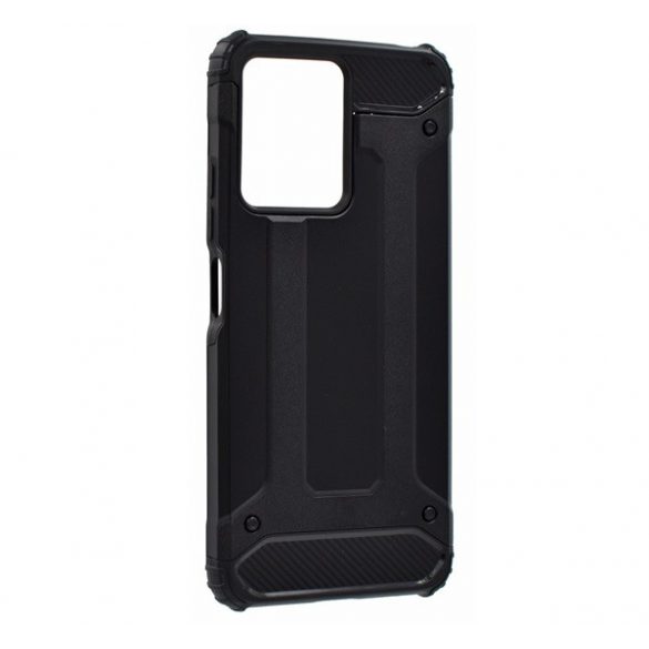 Defender protecțiede telefon din plastic (rezistent la impact mediu, călcâi cu pernă de aer, interior din silicon, efect metalic) negru Xiaomi Redmi Note 12 4G