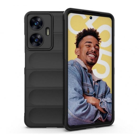 Protector de telefon din silicon (rezistenta la impact mediu, protectie camera, model 3D) NEGRU Realme C55