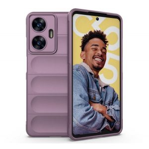 Protecție siliconică pentru telefon (rezistență medie la impact, protecție cameră, model 3D) LILA Realme C55