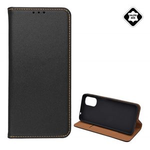 Husă verticală, piele naturală (FLIP, deschidere laterală, funcție de suport pentru birou) NEGRU Motorola Moto E32s (XT2229), Motorola Moto G22 (XT2231)