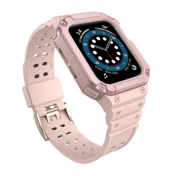 Curea de schimb (dimensiune personalizată, silicon, rezistență la șocuri + cadru din silicon) ROZ Apple Watch Series 7 45mm, Apple Watch Series 8 45mm, Apple Watch Series 4 44mm, Apple Watch Series 5 44mm, Apple Watch Series 6 44mm, Apple Watch Seri