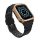 Curea de schimb (dimensiune personalizată, silicon, rezistență la șoc + cadru din silicon) NEGRU/AUR ROSE Apple Watch Series 7 45mm, Apple Watch Series 8 45mm, Apple Watch Series 4 44mm, Apple Watch Series 5 44mm, Apple Watch Series 6 44mm, Apple Wa