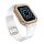 Curea de schimb (dimensiune personalizată, silicon, rezistență la șoc + cadru din silicon) TRANSPARENT/AUR ROSE Apple Watch Series 7 45mm, Apple Watch Series 8 45mm, Apple Watch Series 4 44mm, Apple Watch Series 5 44mm, Apple Watch Series 6 44mm, Ap