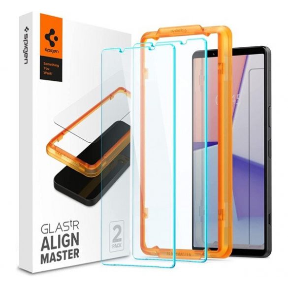 SPIGEN ALM FC folie sticlă protecție ecran2pcs (2.5D, rezistent la amprente, foarte rezistent la zgârieturi, 9H, ultra-subțire, evidențierea culorilor) pentru Sony Xperia 1 V (XQ-DQ72)