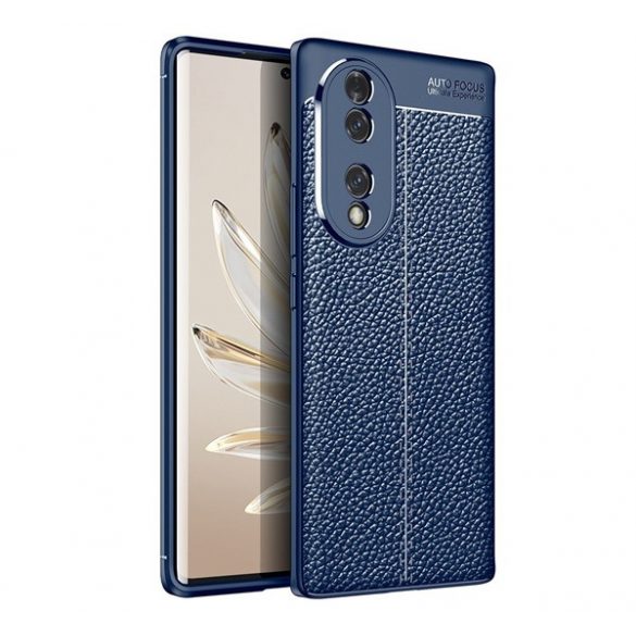 Protectie din silicon pentru telefon (rezistenta la impact mediu, efect piele, model de cusaturi) ALBASTRU INCHIS Honor 70