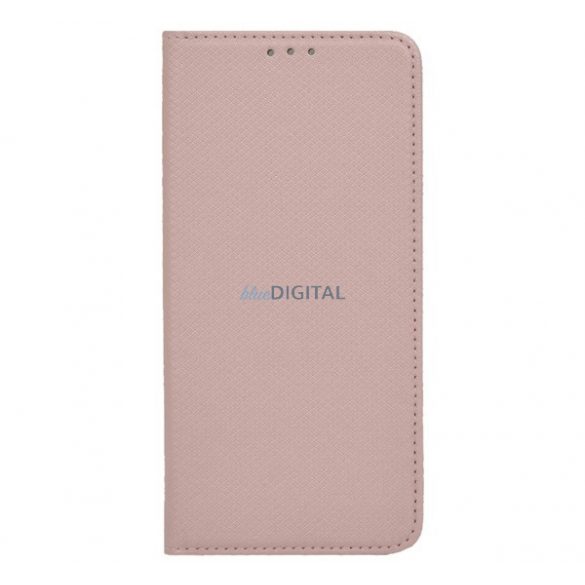 Carcasa in picioare, efect piele (FLIP, deschidere laterala, functie suport de masa, model romb) ROSE GOLD Motorola Moto G82 (XT2225)