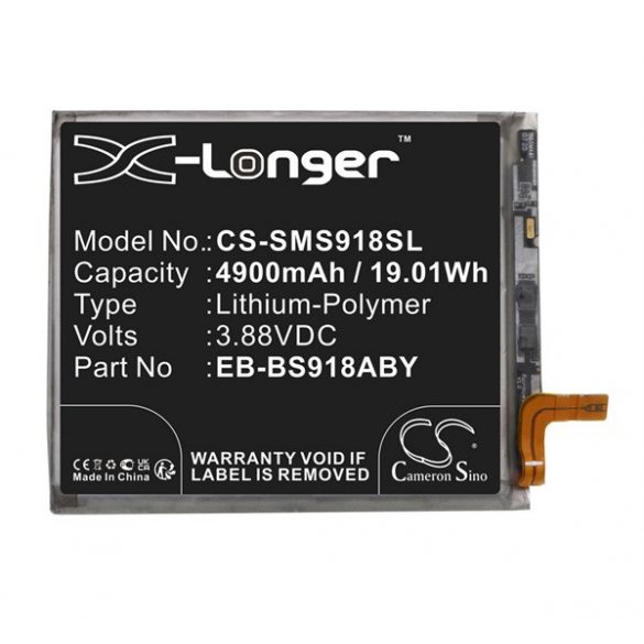 Baterie CAMERON SINO Li-Polymer (3,88V/4900mAh, compatibil cu Samsung EB-BS918ABY) NEGRU Samsung Galaxy S23 Ultra (SM-S918)