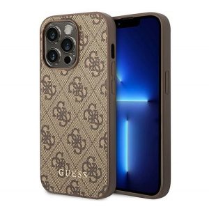 CG MOBILE GUESS 4G METAL GOLD LOGO protectie telefon din plastic (spate textil) MARO Apple iPhone 14 Pro Max