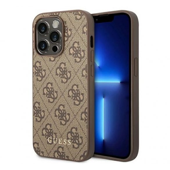 CG MOBILE GUESS 4G METAL GOLD LOGO protectie telefon din plastic (spate textil) MARO Apple iPhone 14 Pro Max