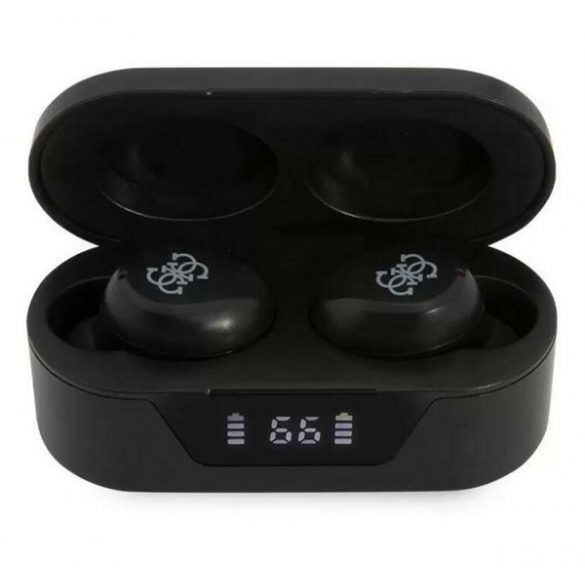 Căști bluetooth CG MOBILE GUESS TRIANGLE STEREO (v5.0, TWS, microfon, filtru de zgomot, IPX5 rezistent la apă + carcasă de încărcare) NEGRU