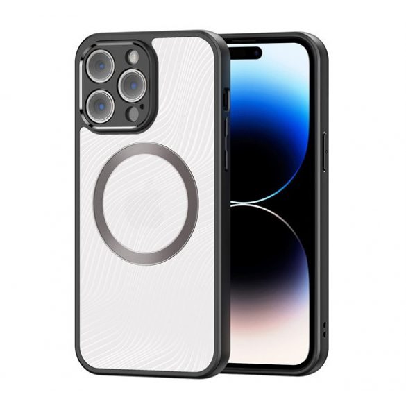 Protector de telefon din plastic DUX DUCIS AIMO (rezistență medie la impact, cadru din silicon, protecție pentru cameră, MagSafe, model ondulat) NEGRU Apple iPhone 14 Pro