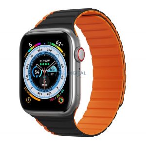 Curea de schimb DUX DUCIS (dimensiune personalizată, mică, silicon, 3D, magnetică) NEGRU/ORANGE Apple Watch Series 7 41mm, Apple Watch Series 8 41mm, Apple Watch Series 4 40mm, Apple Watch Series 5 40mm, Apple Watch Series 6 40mm, Apple Ceasuri Seri