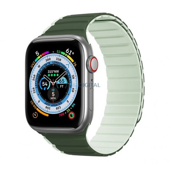 Curea de schimb DUX DUCIS (dimensiune personalizată, mică, silicon, 3D, magnetică) VERDE ÎNCHIS Apple Watch Series 8 41mm, Apple Watch Series 7 41mm, Apple Watch Series 4 40mm, Apple Watch Series 5 40mm, Apple Watch Series 6 40mm, Apple Watch Seria 