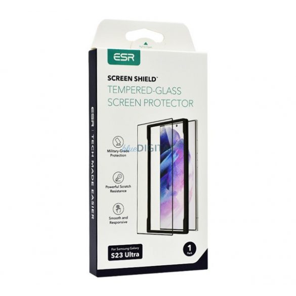 ESR SCREEN SHIELD folie sticlă protecție ecran(2.5D, curbat, rezistent la zgârieturi, 0.3mm, 9H + cadru de montare) pentru Samsung Galaxy S23 Ultra (SM-S918)