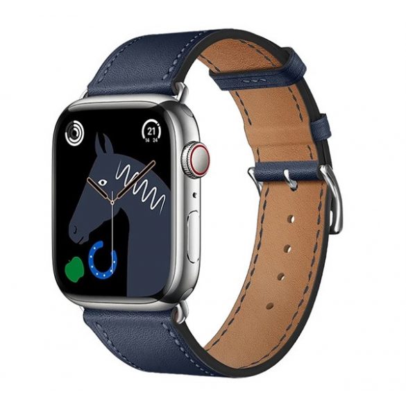 Curea de schimb HOCO WA17 (dimensiune personalizată, mică, silicon, efect piele, reglabilă) ALBASTRU ÎNCHIS Apple Watch Series 1 38mm, Apple Watch Series 2 38mm, Apple Watch Series 3 38mm, Apple Watch Series 4 40mm, Apple Watch Series 5 40mm, Apple 