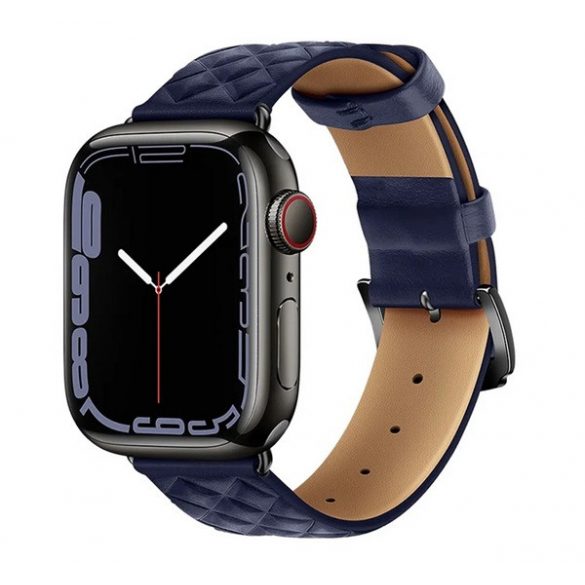 Curea de schimb HOCO WA18 (dimensiune personalizată, mare, silicon, efect piele, reglabilă, romb 3D) ALBASTRU ÎNCHIS Apple Watch Ultra 49mm, Apple Watch Series 1 42mm, Apple Watch Series 2 42mm, Apple Watch Series 3 42mm, Apple Watch Series 4 44mm ,