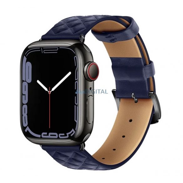 Curea de schimb HOCO WA18 (dimensiune personalizată, mică, silicon, efect piele, reglabilă, romb 3D) ALBASTRU ÎNCHIS Apple Watch Series 7 41mm, Apple Watch Series 8 41mm, Apple Watch Series 1 38mm, Apple Watch Series 2 38mm, Apple Watch Series 3 38 