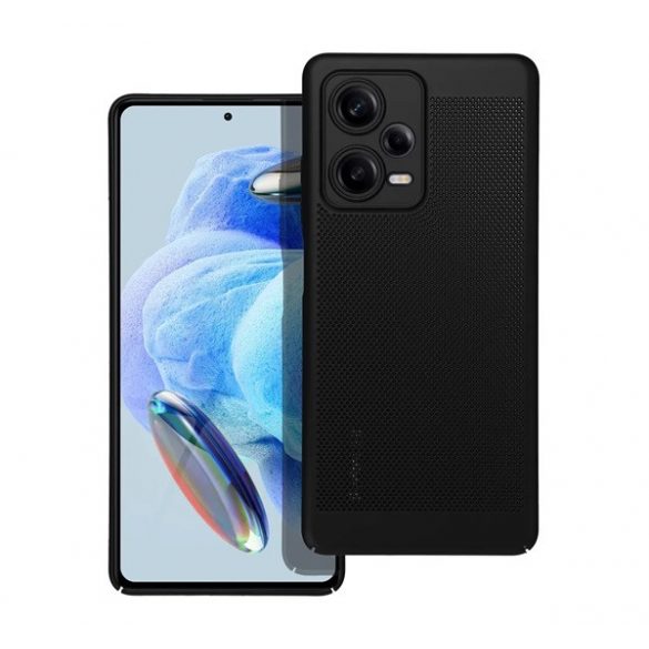 Protectie din plastic pentru telefon (respirabila, model perforat, protectie camera) NEGRU Xiaomi Redmi Note 12 Pro Plus