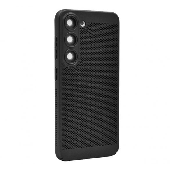 Protectie din plastic pentru telefon (respirabila, model perforat, protectie camera) NEGRU Samsung Galaxy S23 (SM-S911)