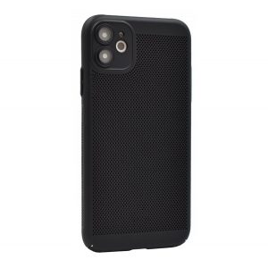 Protectie din plastic pentru telefon (respirabila, model perforat, protectie camera) NEGRU Apple iPhone 11