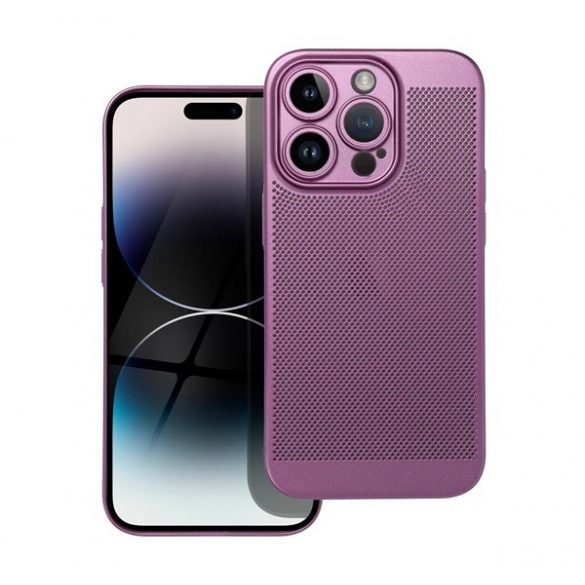 Protectie din plastic pentru telefon (respirabila, model perforat, protectie camera) PURPLE Apple iPhone 14 Pro