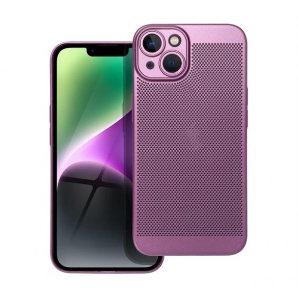 Protectie din plastic pentru telefon (respirabila, model perforat, protectie camera) PURPLE Apple iPhone 14