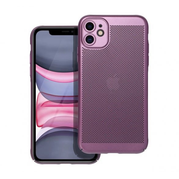 Protectie din plastic pentru telefon (respirabila, model perforat, protectie camera) PURPLE Apple iPhone 11