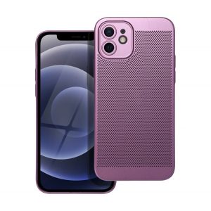 Protectie din plastic pentru telefon (respirabila, model perforat, protectie camera) PURPLE Apple iPhone 12