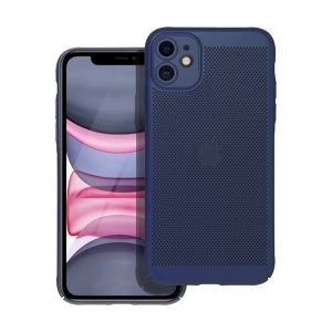 Protectie din plastic pentru telefon (respirabila, model perforat, protectie camera) ALBASTRU INCHIS Apple iPhone 11