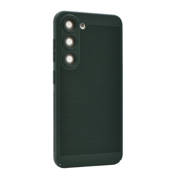 Protecție din plastic pentru telefon (respirabilă, model perforat, protecție pentru cameră) VERDE ÎNCHIS Samsung Galaxy S23 (SM-S911)