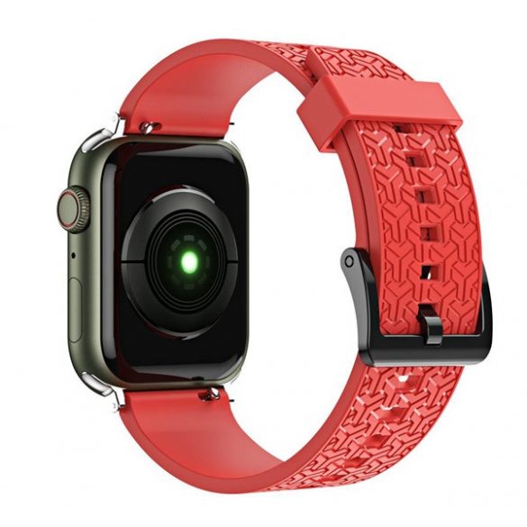 Curea de schimb (dimensiune personalizată, mică, silicon, 3D) ROȘU Apple Watch Series 7 41mm, Apple Watch Series 8 41mm, Apple Watch Series 4 40mm, Apple Watch Series 5 40mm, Apple Watch Series 6 40mm, Apple Watch Series SE 2 40mm, Măr