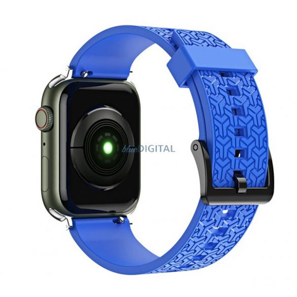 Curea de schimb (dimensiune personalizată, mare, silicon, 3D) ALBASTRU ÎNCHIS Apple Watch Series 7 45mm, Apple Watch Series 8 45mm, Apple Watch Series 4 44mm, Apple Watch Series 5 44mm, Apple Watch Series 6 44mm, Apple Watch Series SE 2 44mm , Măr