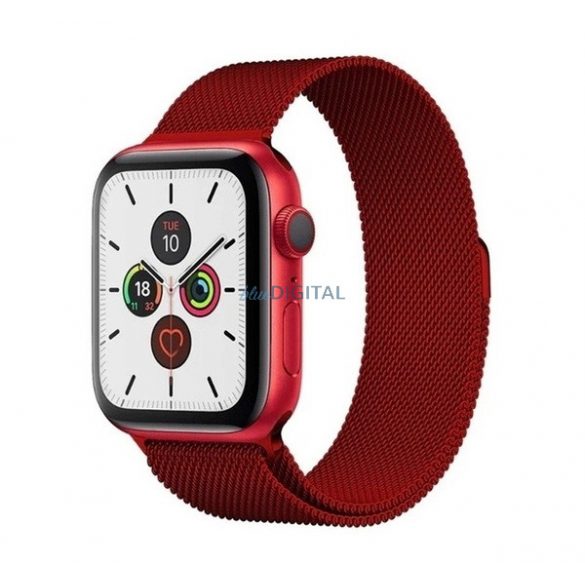 Curea de schimb (dimensiune personalizată, mare, metal, curea Milan, magnetică) ROȘU Apple Watch Series 4 44mm, Apple Watch Series 5 44mm, Apple Watch Series 6 44mm, Apple Watch Series SE 44mm, Apple Watch Series SE 2 44mm, Apple Watch Series 1 42 m