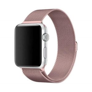 Curea de schimb (dimensiune personalizată, mare, metal, curea Milan, magnetică) ROZ Apple Watch Series 7 45 mm, Apple Watch Series 8 45 mm, Apple Watch Series 9 45 mm