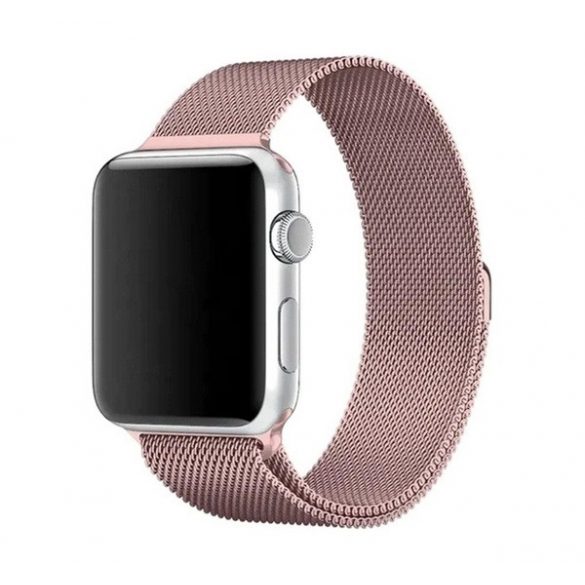 Curea de schimb (dimensiune personalizată, mare, metal, curea Milan, magnetică) ROZ Apple Watch Series 7 45 mm, Apple Watch Series 8 45 mm, Apple Watch Series 9 45 mm