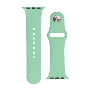 Curea de schimb (dimensiune personalizată, silicon, clemă metalică) VERDE DESCHIS Apple Watch Series 7 41mm, Apple Watch Series 8 41mm, Apple Watch Series 6 40mm, Apple Watch Series SE 2 40mm, Apple Watch Series SE 40mm, Apple Watch Series 5 40mm, A