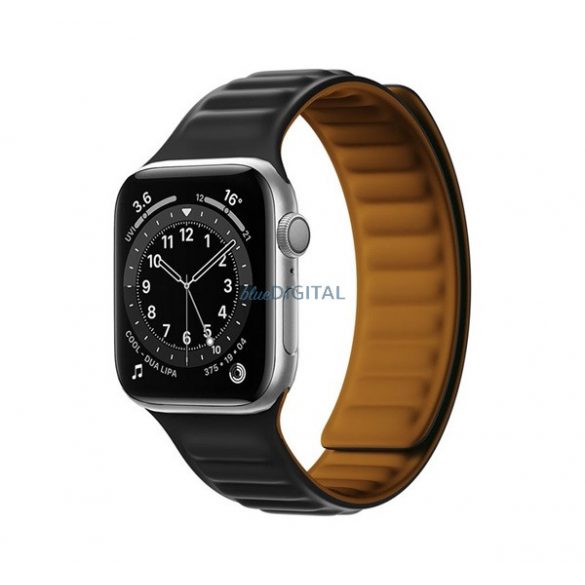 Curea de schimb (dimensiune personalizată, mică, silicon, efect piele, 3D, magnetică) NEGRU Apple Watch Series 7 41mm, Apple Watch Series 8 41mm, Apple Watch Series 9 41mm