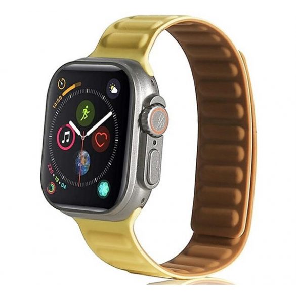 Curea de schimb (dimensiune personalizată, mică, silicon, efect piele, 3D, magnetică) GALBEN Apple Watch Series 1 38mm, Apple Watch Series 2 38mm, Apple Watch Series 3 38mm, Apple Watch Series 4 40mm, Apple Watch Series 5 40mm, Apple Watch Seria 6 4