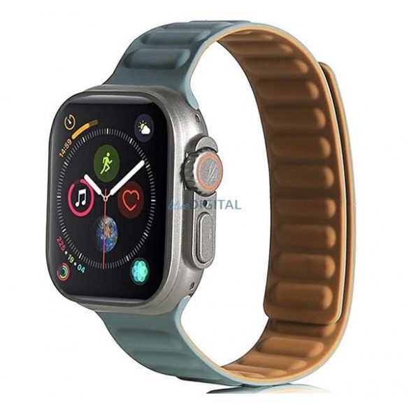 Curea de schimb (dimensiune personalizată, mare, silicon, efect piele, 3D, magnetică) VERDE ÎNCHIS Apple Watch Series 1 42mm, Apple Watch Series 2 42mm, Apple Watch Series 3 42mm, Apple Watch Series 4 44mm, Apple Watch Series 5 44mm, Apple Watch Ser