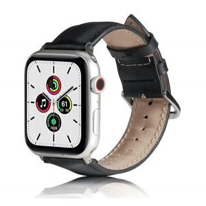 Curea de schimb (dimensiune personalizată, mare, silicon, efect piele) NEGRU Apple Watch Series SE 44mm, Apple Watch Series 7 45mm, Apple Watch Series 8 45mm, Apple Watch Ultra 49mm, Apple Watch Series 1 42mm, Apple Watch Series 2 42mm, Apple Vezi